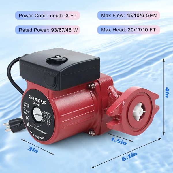 1/25 HP Circulator Pump -- CastIron - Image 2