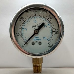 Pressure Gauge 2.5″ x 300-LB. Liquid Filled